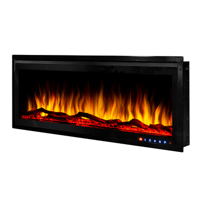 Elektryczny kominek ścienny Schubert 42, Art Flame, 448x1068x146 mm, 1500W, ponad 60 kombinacji kolorystycznych, termostat, polana, kryształy i kamienie dekoracyjne