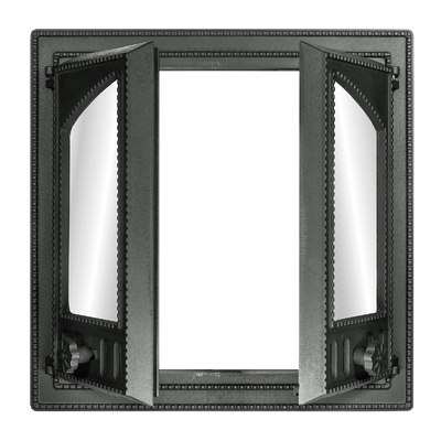 Drzwiczki do pieca K 501, 500×500 mm, Żeliwo, Odporność 700–950℃, Obrotowe otwieranie