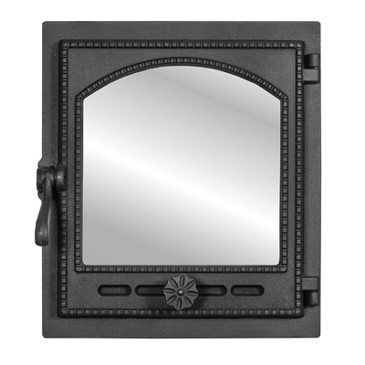 Drzwiczki do pieca K 404, 335×368 mm, Żeliwo, Odporność 700–950℃, Obrotowe otwieranie