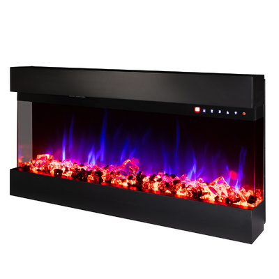 Kominek elektryczny do wbudowania i montażu na ścianie 3D Dalas, Art Flame, 484x930x200 mm, 1500W, 30 kombinacji kolorystycznych, Termostat, Pola kryształowe