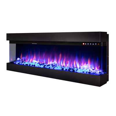 Kominek elektryczny 3D Dalas 100 do zabudowy i na ścianę, Art Flame, 493x2540x200 mm, 1500 W, 30 kombinacji kolorów, Termostat, polana i kryształy