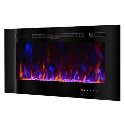Kominek elektryczny do wbudowania i montażu na ścianie Beverly, Art Flame, 544x1016x140 mm, 1500W, 3 kolory płomienia, 5 poziomów intensywności płomienia, Pola i kryształy