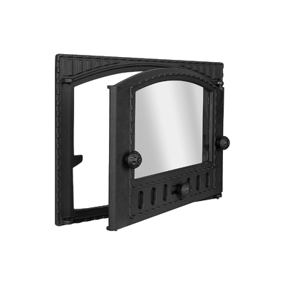Drzwiczki do pieca K 202, 435×320 mm, Żeliwo, Odporność 700–950℃, Obrotowe otwieranie