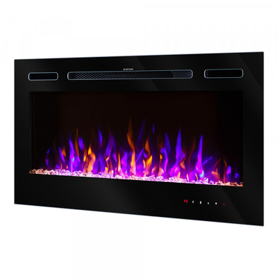 Kominek elektryczny do wbudowania i montażu na ścianie Kamelia, Art Flame, 544x1143x140 mm, 1500W, 3 kolory płomienia, 5 poziomów intensywności płomienia, Pola i kryształy