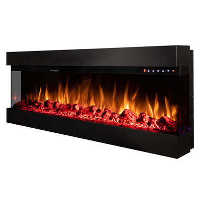 Kominek elektryczny 3D Dalas 72 do zabudowy i na ścianę, Art Flame, 493×1828×200 mm, 1500 W, 30 kombinacji kolorów, Termostat, polana i kryształy
